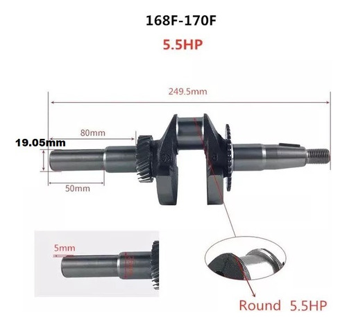 Cigueñal Cilíndrico Motor 5,5hp 6,5hp 7hp Niwa Sensei