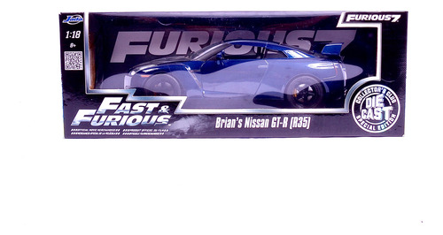 Miniatura Nissan Gtr R35 1:18 Jada Brian Velozes E Furiosos Azul
