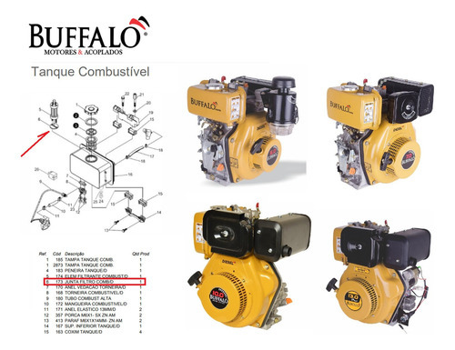 Junta Filtro De Combustivel Diesel 5/7/10/13.0hp Buffalo 173