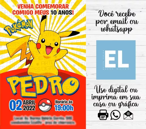 Convite Digital Pokémon – Pikachu – Montando a Sua Festa Oficial