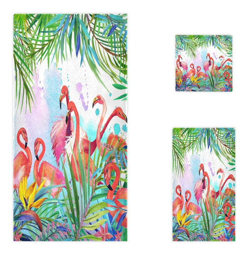 Naanle Tropical Exotic Flamingo Leaves Soft Luxury Juego Dec