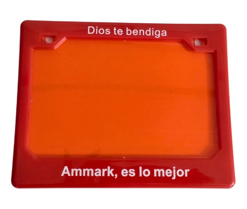 Portaplaca Plastico Rojo Con Acrilico Universal Motos 