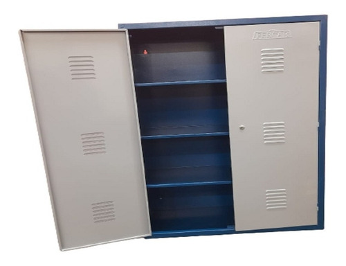 Imagem 3 de 4 de Armario 125x78cm Metal Organizador Com 3 Gavetas Azul Fercar