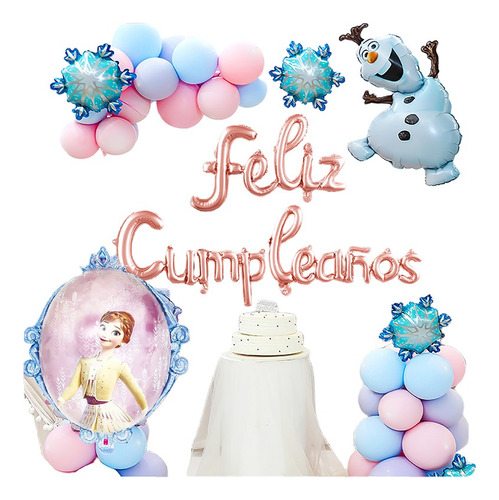 Kit De Decoracion Para Fiesta Feliz Cumpleaños Globos Frozen