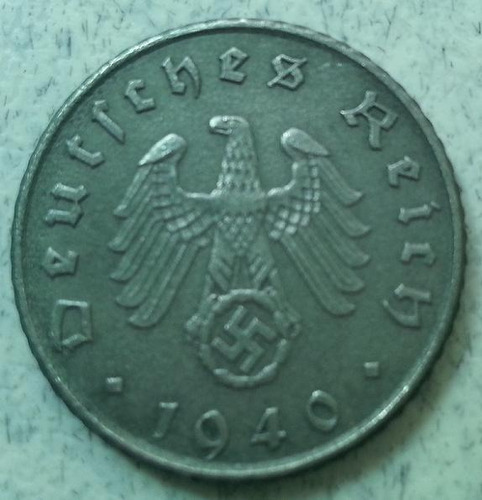 Moneda Nazi 3er. Reich Alemania 5 Reichspfennig 1940 Km#100