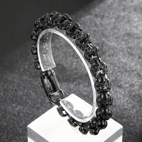 Pulsera/pulsera Retro Con Forma De Calavera De Acero Y Titan
