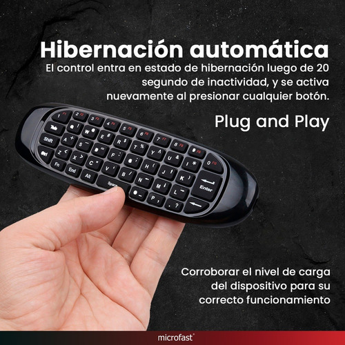 Imagen 10 de 10 de Control Mouse Teclado Inalámbrico Recargable Tv Pc 2.4ghz