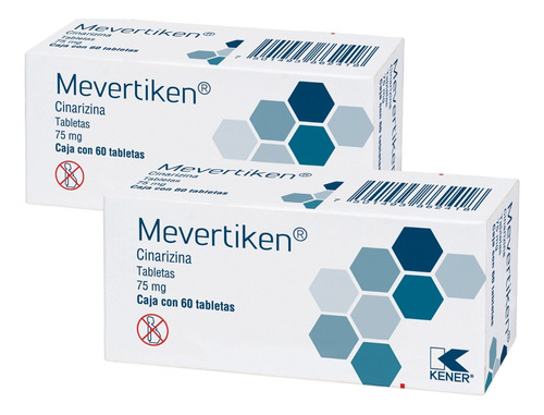 Kener Mevertiken (cinarizina) 2 Cajas 60 Tabs De 75 Mg C/u