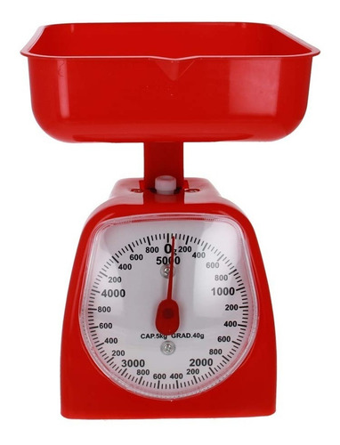 Bascula Analoga Aguja Gramera De Cocina Charola 10gr A 2kg Capacidad Máxima 2 G Color Rojo