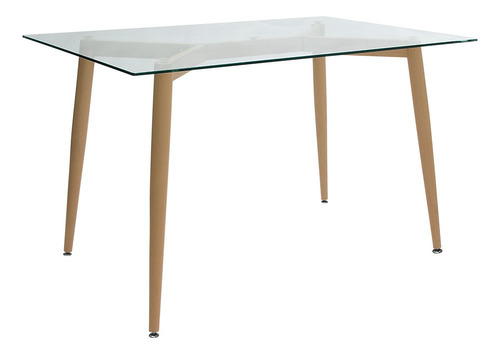Imagem 1 de 4 de Mesa De Jantar Retangular Com Tampo De Vidro Veneza 120cm