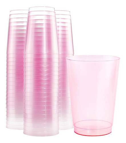 100 Uds 12oz Vasos De Plástico Rosa Vasos Individuales...