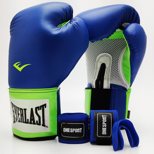 Kit Luva Everlast Training + Bandagem + Bucal + Bolsa - Boxe