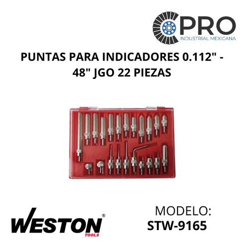 Puntas Para Indicadores 0.112 - 48 Jgo 22 Piezas Stw-9165 P