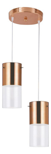 Luminária Pendente Duplo Cilindro Copo 2 Luzes E27 Cobre Cor Rose gold 110V/220V