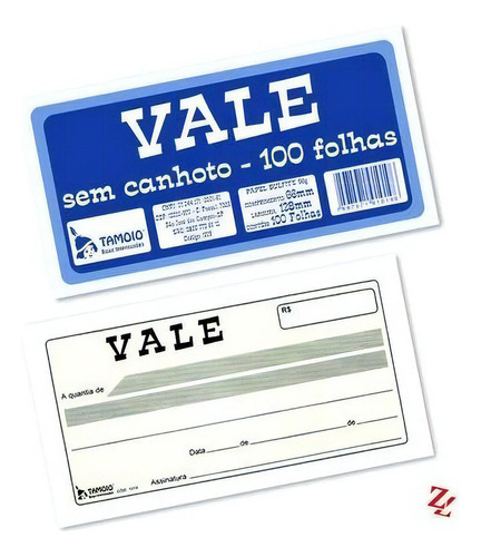 Talão Vale Sem Canhoto Tamoio 13x6,7cm 100 Folhas F