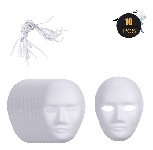 Máscara De Papel Blanco De Halloween Diy Pulpa En Blanco Pin