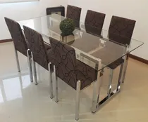 Comprar Juego Comedor 6 Sillas Mesa Vidrio 1,8x0,90 Minimal Cromado