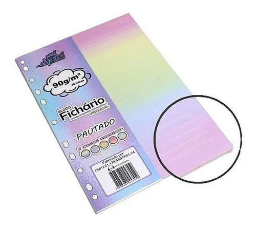 Bloco Fichário 90g Colegial 40 Folhas Pautado Gradient Merci