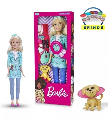 Boneca Barbie Veterinária 70 Cm Grande Divertida Lançamento