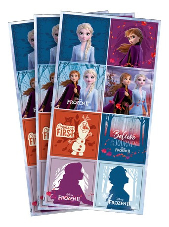 Adesivo Quadrado Decorativo Festa Frozen 2 - 24 Unidades - R