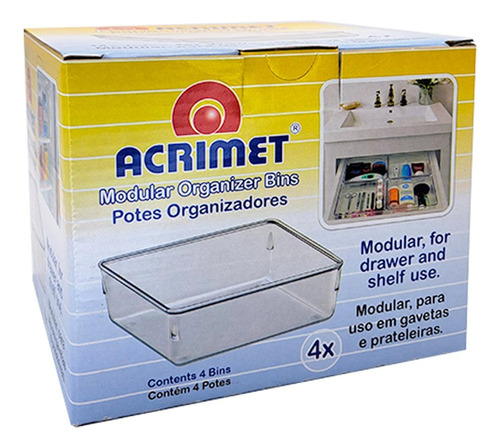 Organizador Acrimet Para Gaveta Grande 16 X 16 X 5,5cm Caixa