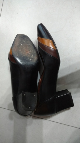 Zapatos De Señora Cuero Negro Num 38 Como Nuevos Excelentes!