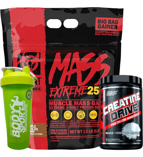 Mutant Mass Extreme 12 Lbs + Creatina Nutrex 300grs + Shaker