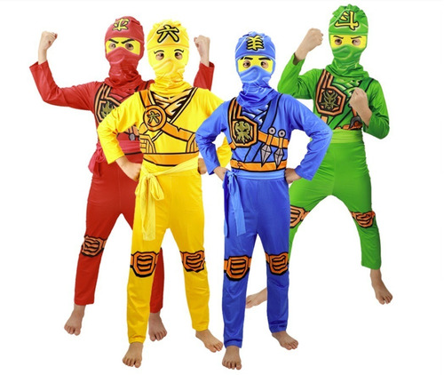 Imagem 9 de 9 de Fantasia Infantil Ninjago Lego Samurai Ninja C/touca Luvas