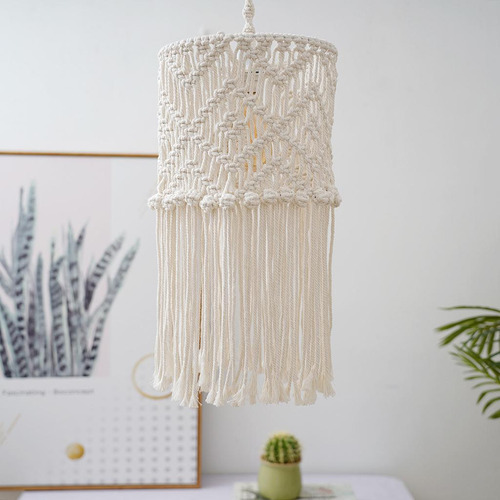 Pantalla De Lámpara De Macramé Pantalla De Luz De Borla