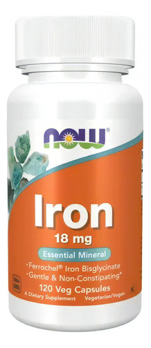 Iron ( Hierro) 18 Mg X 120 Cápsulas Veganas - Now Foods