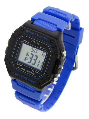 Reloj Feraud Hombre 5544 Digital Wr50 Caucho Crono Alarma