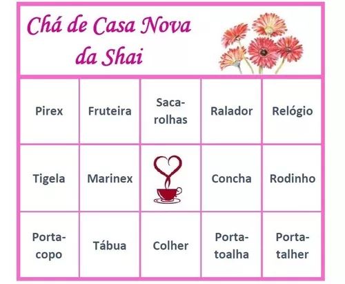 104 Cartelas Bingo Chá Cozinha Casal Personalizado