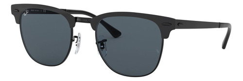 Anteojos de sol Ray-Ban Clubmaster Metal Standard con marco de metal color matte black, lente blue de cristal clásica, varilla matte black de metal - RB3716