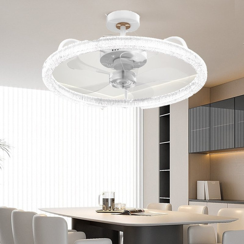 Ventilador De Teto Crystal Com Luz Led, 60w, 3 Cores 127/220