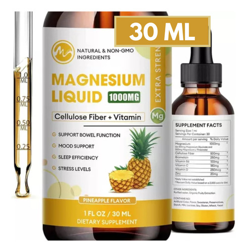 Magnesio Glicinato 1000mg Liquido Alta Absorción Estrés