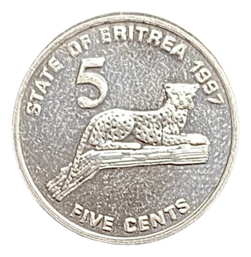 Eritrea - 5 Cents - Año 1991 - Km # 44 - Leopardo :