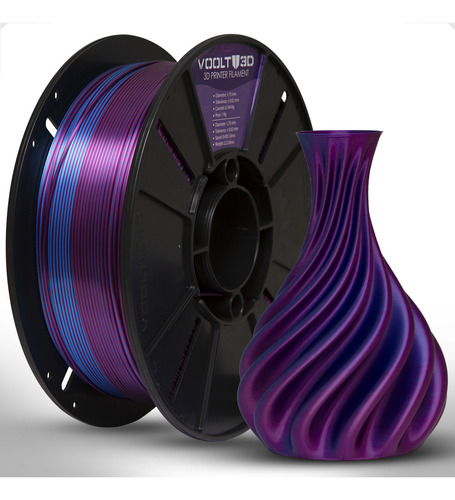 Voolt3D PLA Duo Color filamento nacional 1kg de impressão 3d cor Ametista e Azul Safira