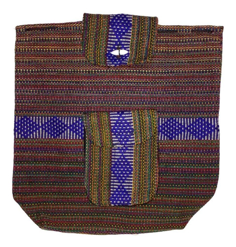 Mochila Mexicana Hecha A Mano, Mxhui-001, 1 Pza, 10kg, Morad Color Morado/ Azul/ Rojo