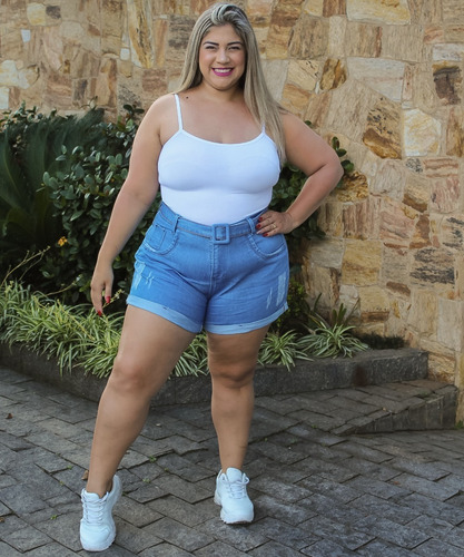 Imagem 2 de 5 de Kit 2 Shorts Feminino Jeans Com Lycra Roupa Plus Size