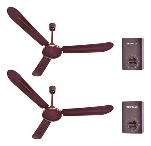 2 Pzs Ventilador Tipo Vec De Techo Chocolate 56 PuLG 75w