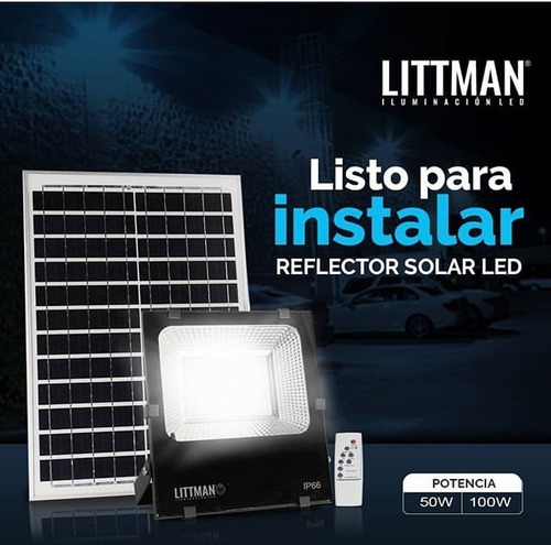 Reflector Led 100w Con Panel Solar Littman