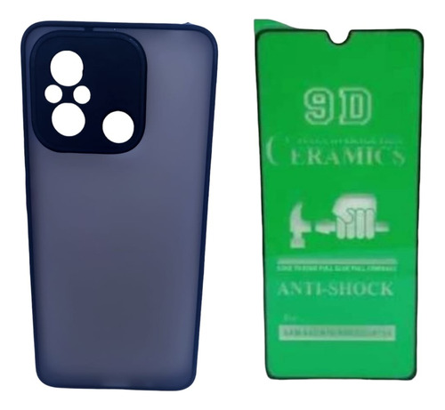 Estuche Humo Cerrado Para Xiaomi Redmi 12c Y Vidrio Ceramico