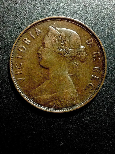 Moneda De Canadá 1880 Escasa 1¢ Grande Reina Victoria Joya