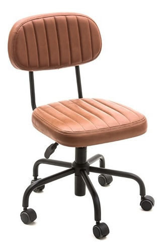 Cadeira Home Office Way Ocre Com Rodinha Para Piso Laminado Cor Marrom