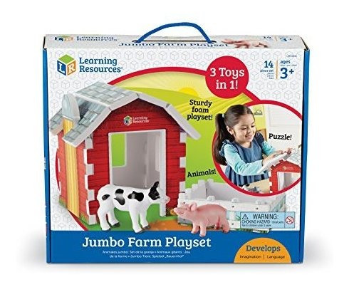 Learning Resources Jumbo Farm Animals Y Barn Play Play Set,