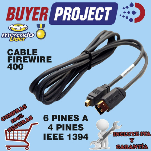 Cable Firewire Ieee 1394 400 6 Pines A 4 Pines Macho 1.8 Mts