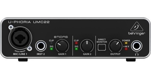Interface De Áudio Behringer Umc22 Uphoria Usb