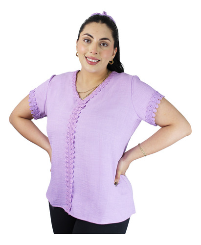 Blusa Elegante Con Guipiure Diseño Fresco Para Dama Mujer