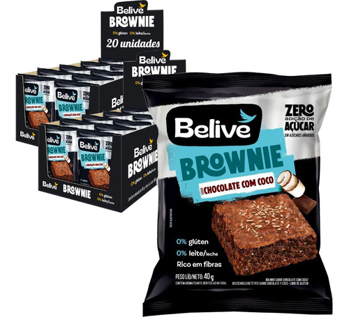 Brownie Chocolate Coco Zero Belive Sem Gluten 40g (20 Und)