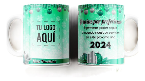 Plantillas Tazas Año Nuevo 2024 Corporativo Navidad Sublimar